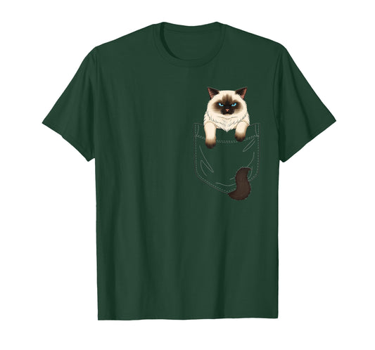 Cat Pocket Matching Cat and Owner Clothes Ragdoll Cute Cat T-Shirt
