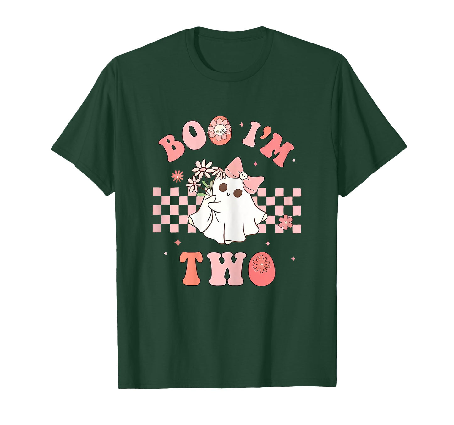 Boo I'm Two Ghost Pink Bow 2nd Birthday Halloween Girls T-Shirt