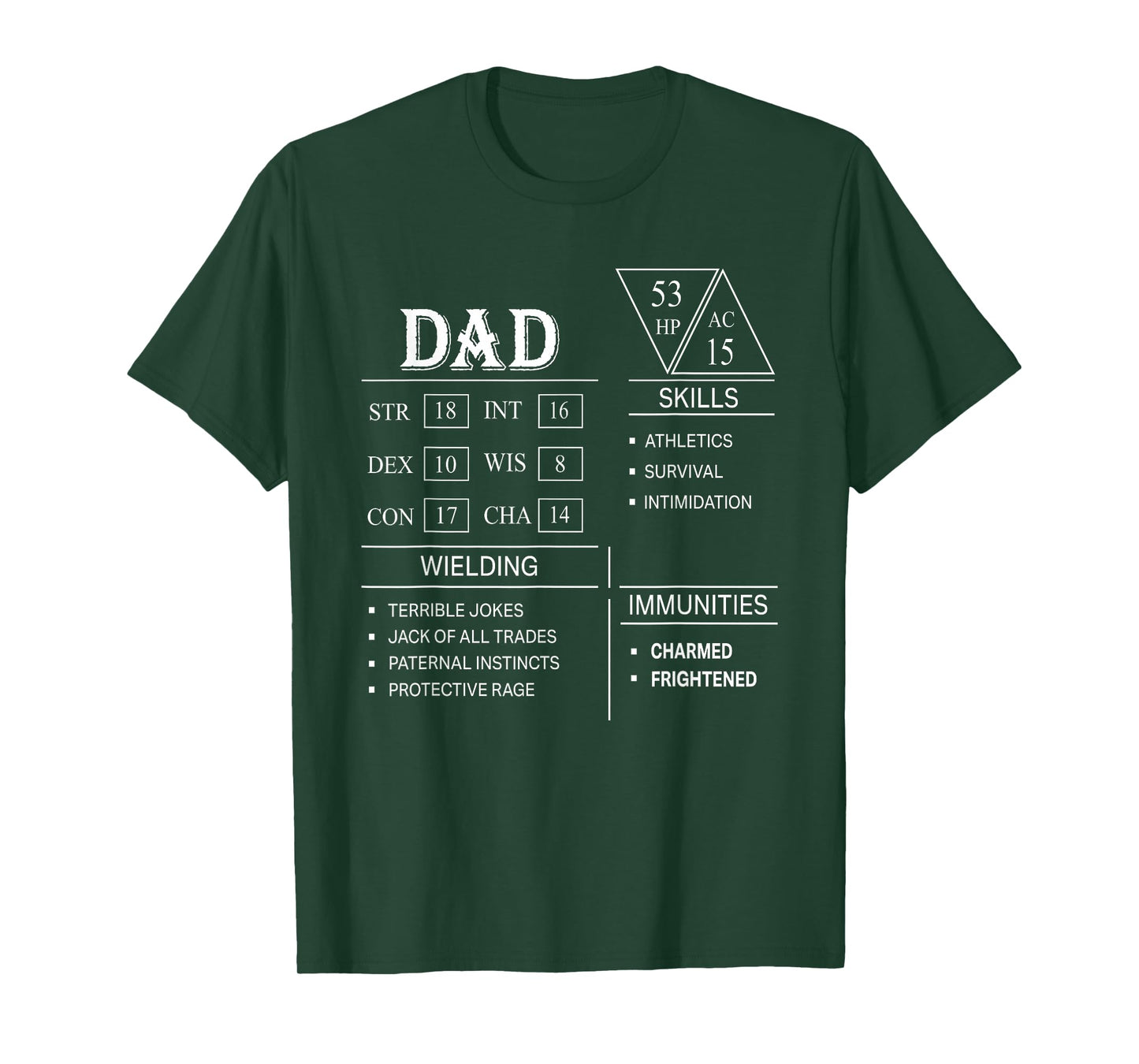 Roleplaying Dice Gamer Dragon Dad Stat Skills Wielding T-Shirt