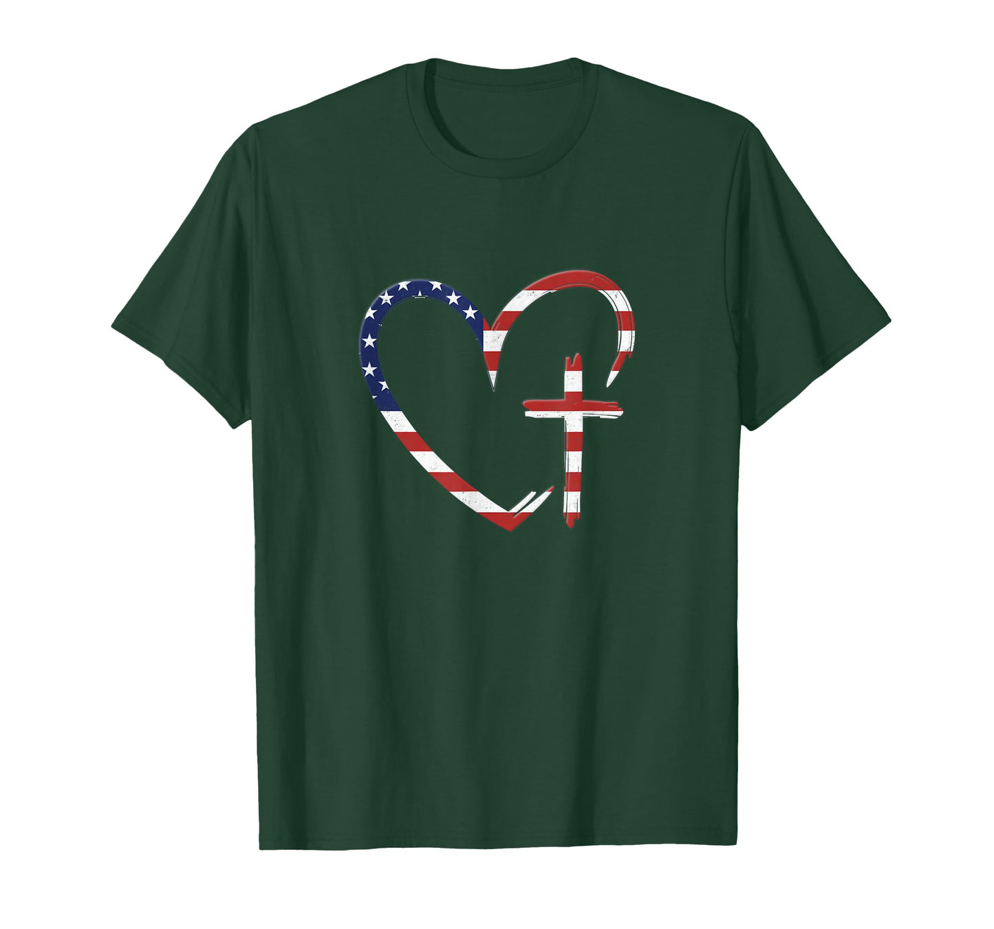 American Flag Jesus Love Heart Patriotic USA Cross T-Shirt