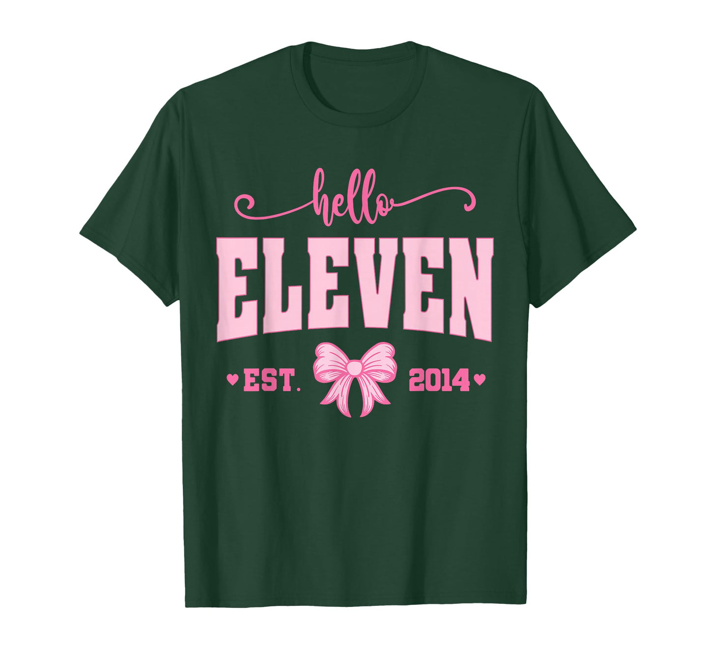 Hello Eleven Est 2014 Coquette Bow 11th Birthday Girl T-Shirt