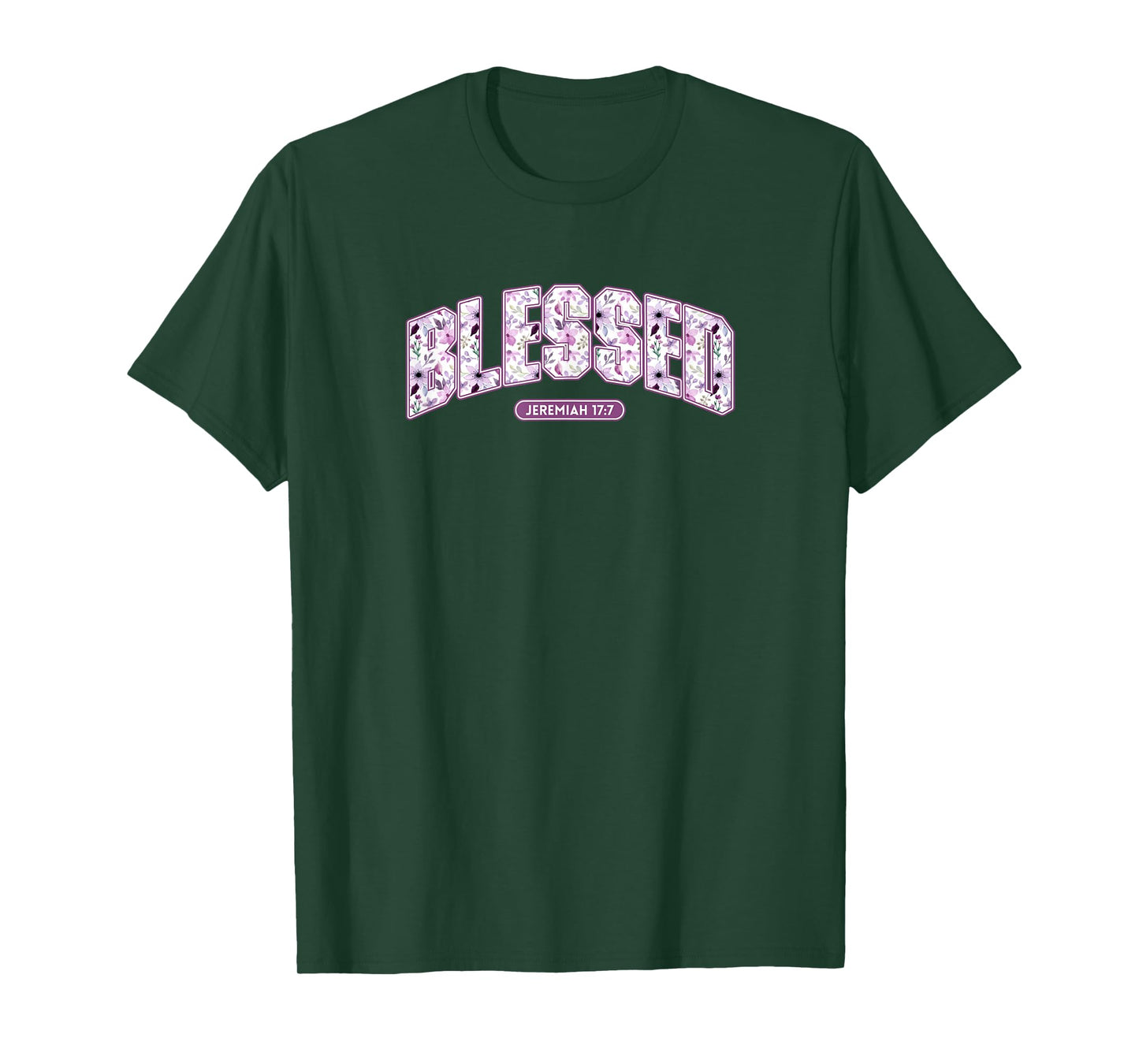 Blessed Sporty Floral Tee for Women, Jeremiah 17:7, Faith T-Shirt