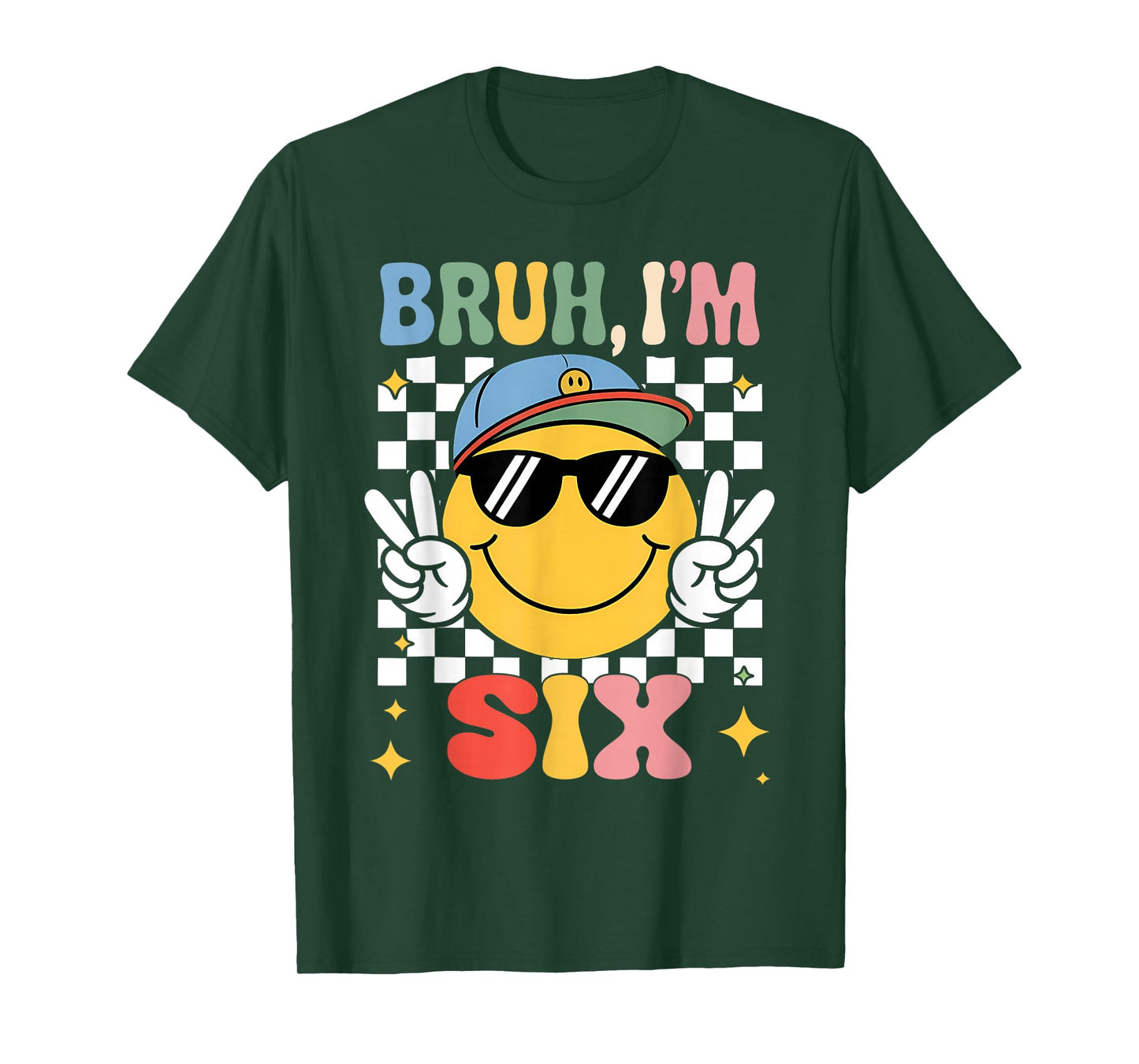 Bruh I'm Six 6 6th Birthday Groovy Boys Girls 6 Years Old T-Shirt