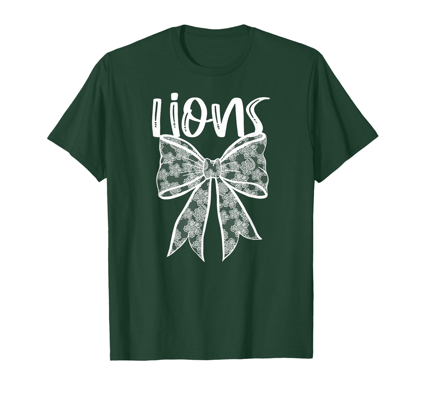 Lions Coquette Aesthetic Girly Team Mascot Lace Bow Preppy T-Shirt