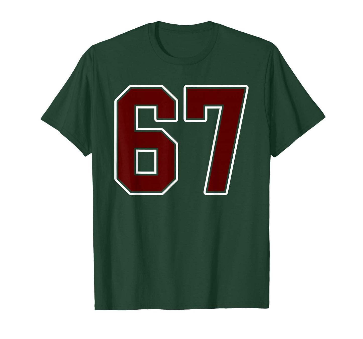 Maroon and White Number 67 Jersey Player Uniform #67 Fan T-Shirt