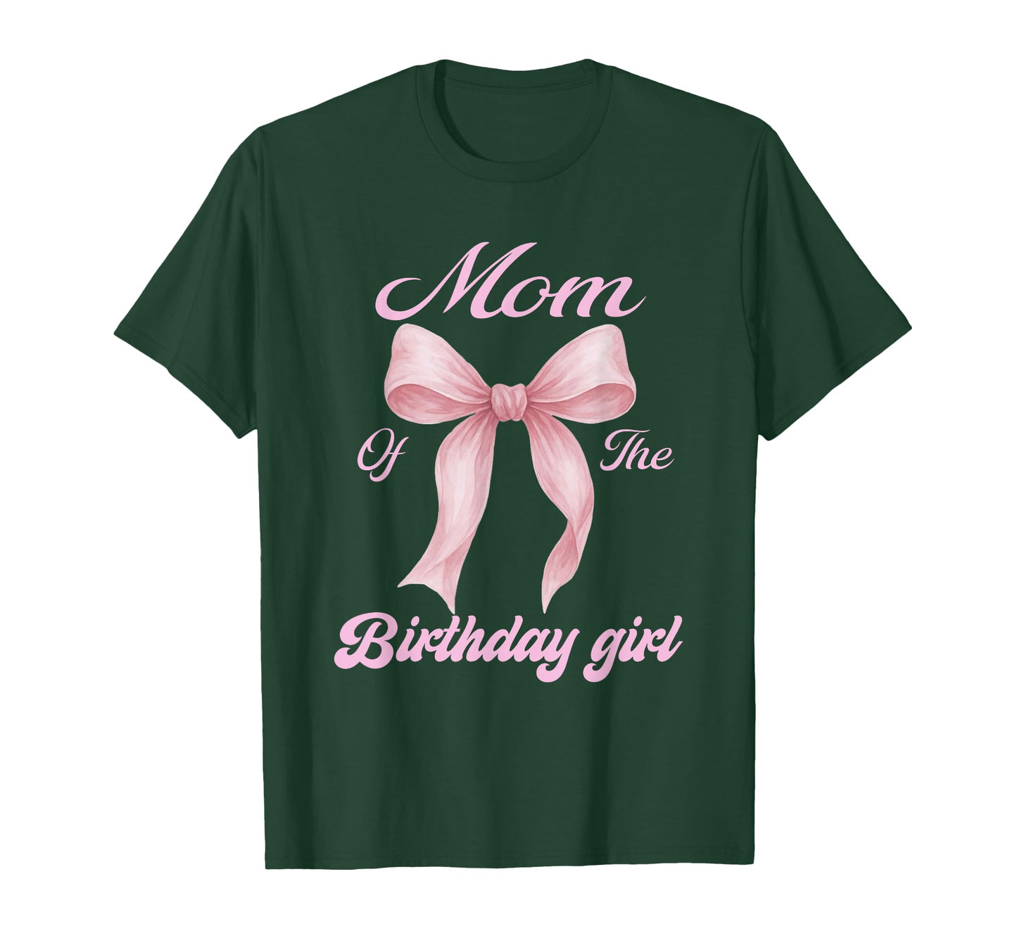 Mom of The Birthday Girl Family Pink Coquette Bow T-Shirt