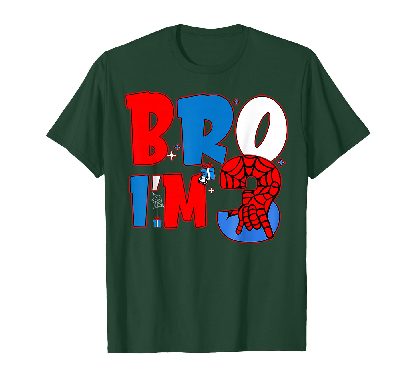 Bro I’m 3 Spider 3rd Spider Theme Party Boy Birthday T-Shirt
