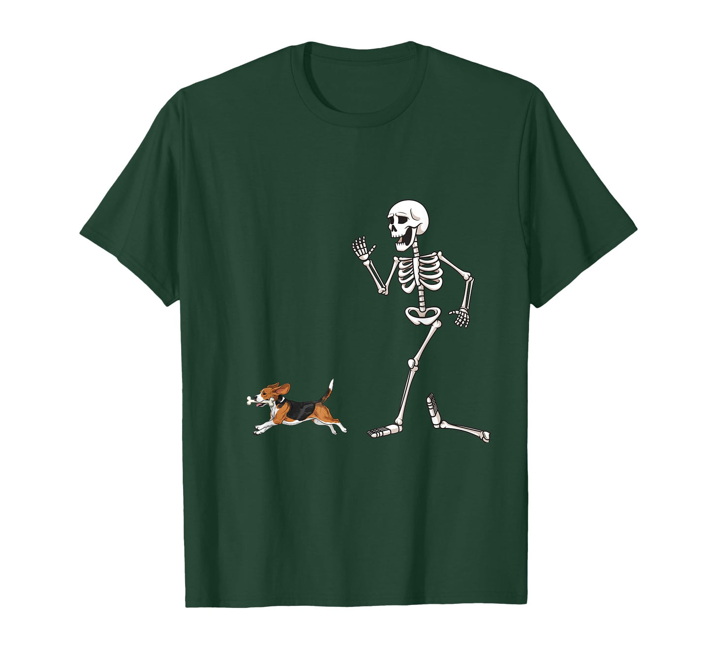 Funny Halloween Beagle and Skeleton T-Shirt