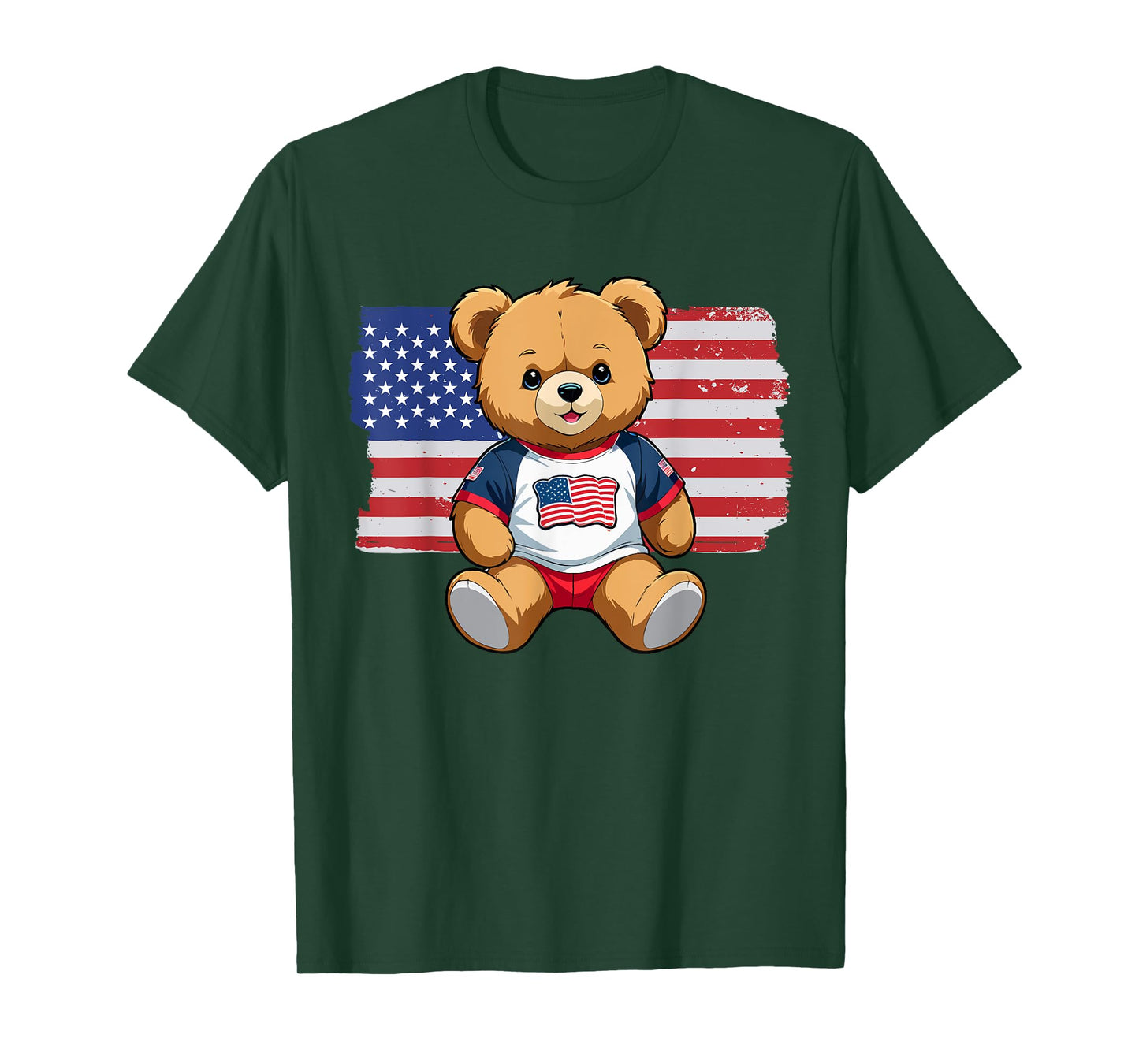 America US Flag Teddy Bear Patriot T-Shirt
