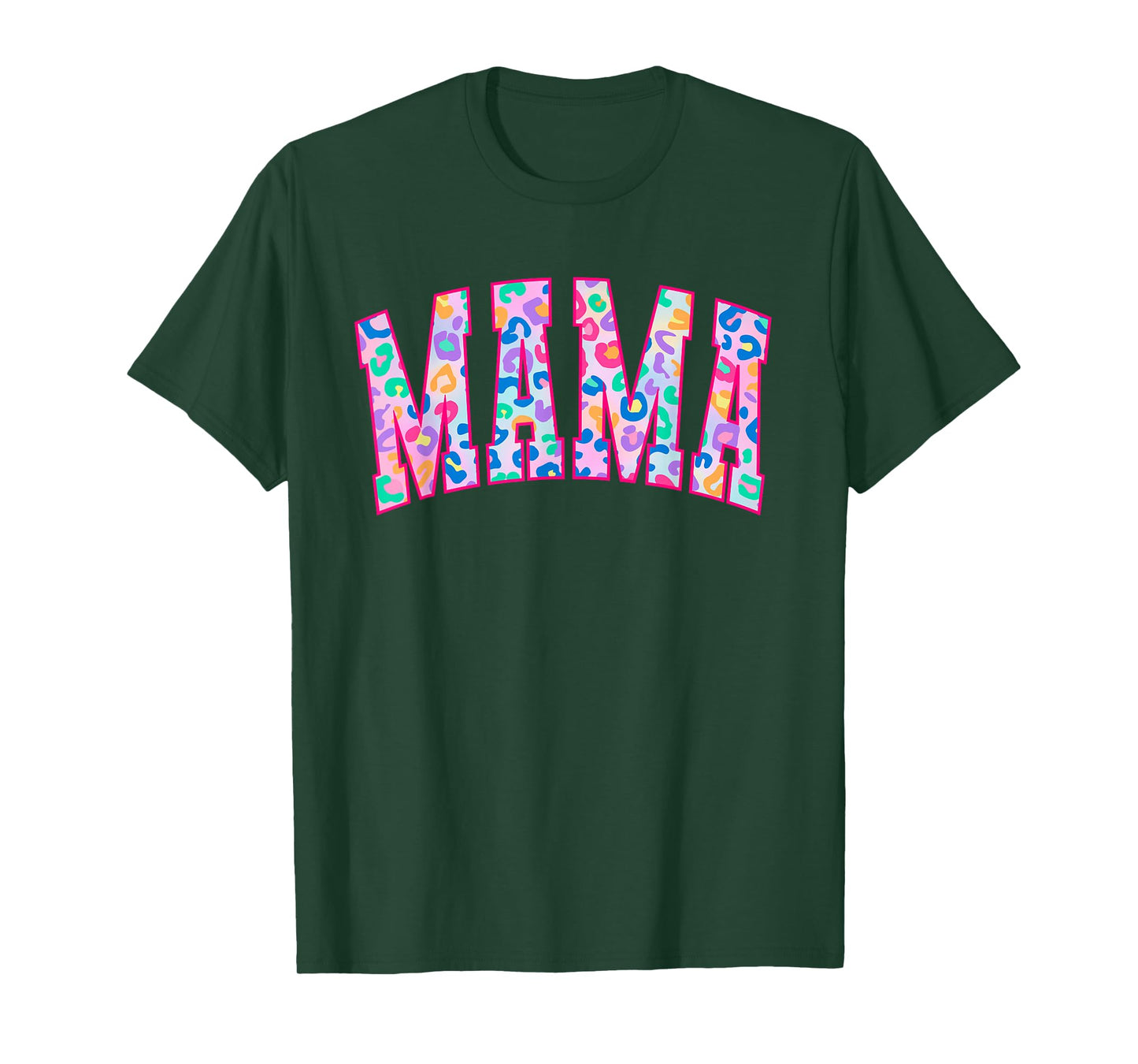 Mama Colorful Leopard Graphic Print Happy Mother's Day Women T-Shirt