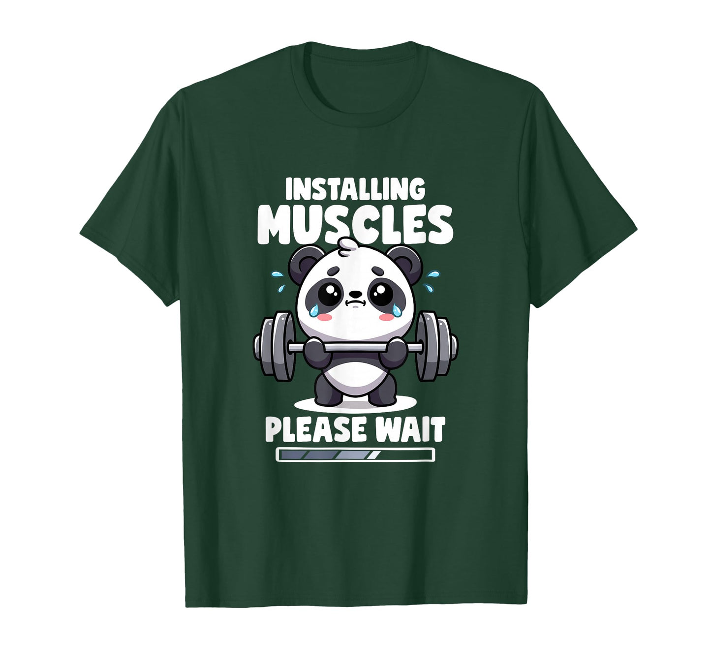 Installing Muscles Please Wait Panda Lifting Gym Quote Panda T-Shirt