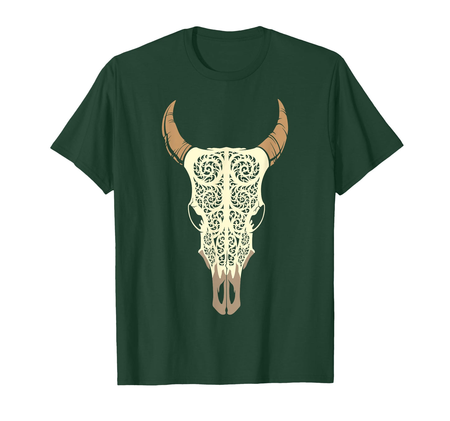 Steer Head Skull Shirt Cow Bull Horn Western Tribal Boho Tee T-Shirt