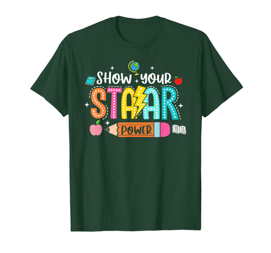 Groovy Show Your STAAR Power Teacher Testing Exam Test Day T-Shirt