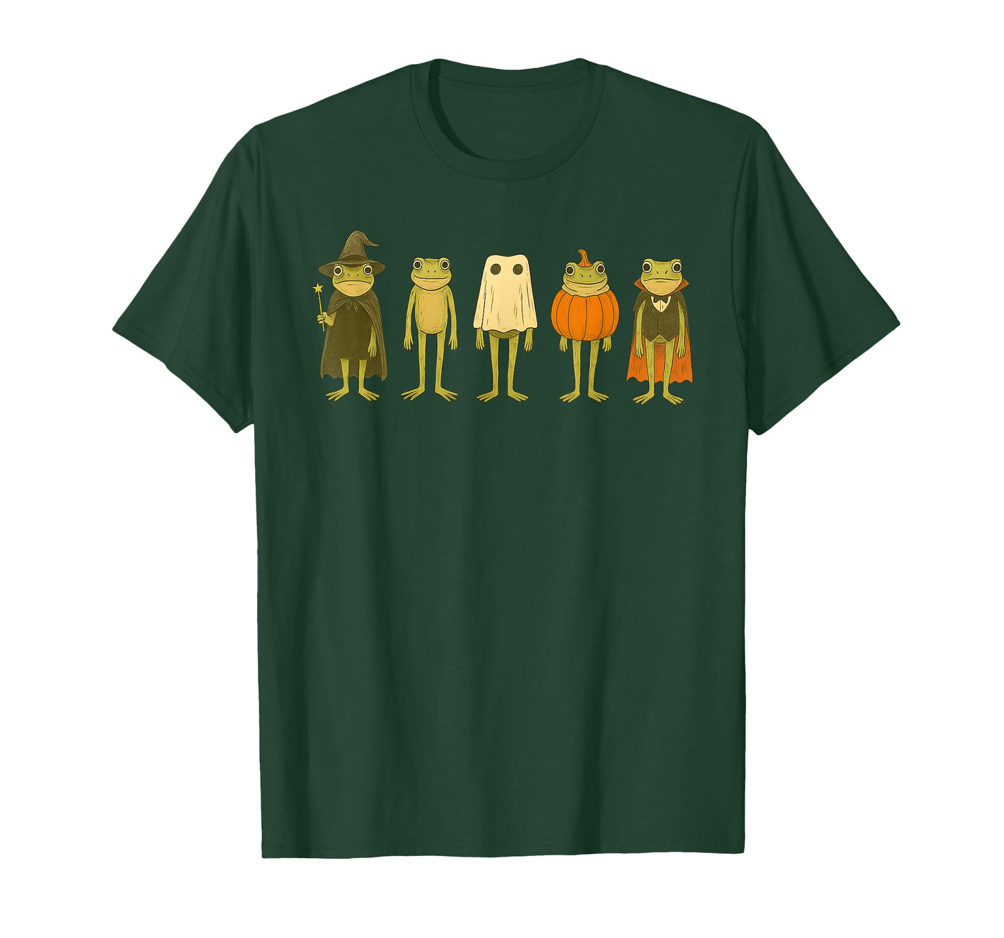 Cute Kawaii Frog Halloween Ghosts Funny Ghost Pumpkin Witch T-Shirt
