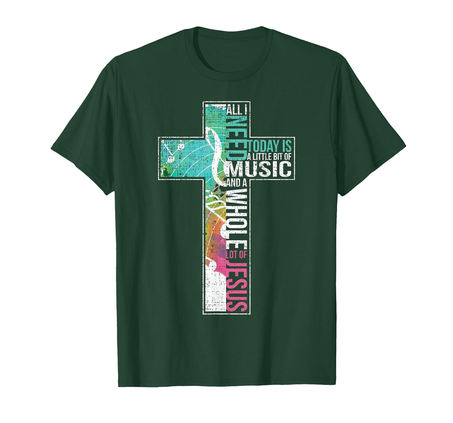 All I Need Is Music & Jesus Christian Cross Gospel T-Shirt