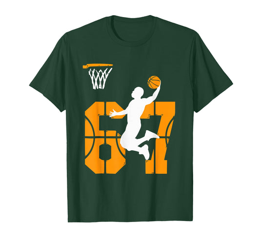 Funny 67 Basketball Meme Dunk Position Game Trendy T-Shirt