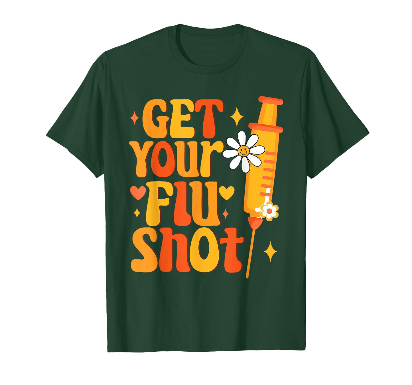 Groovy Retro Get Your Flu Shot Caregiver Vaccine Funny T-Shirt