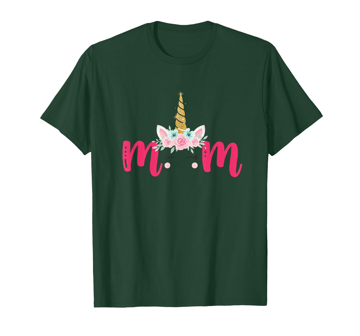 Mom Unicorn Floral Horn Mother's Day Birthday MatchingFamily T-Shirt