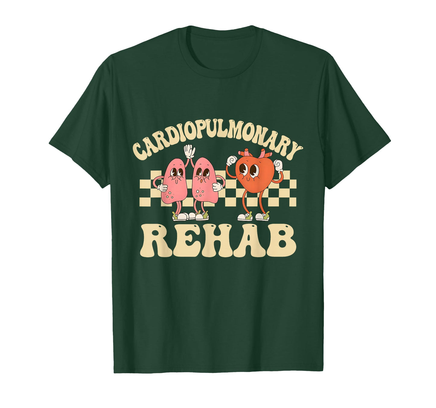 Retro Cardiopulmonary Rehab Nurse T-Shirt - Women's Healthcare Professional Black Heart Short Sleeve Crew Neck T-Shirt - Size 6 (US Medium)