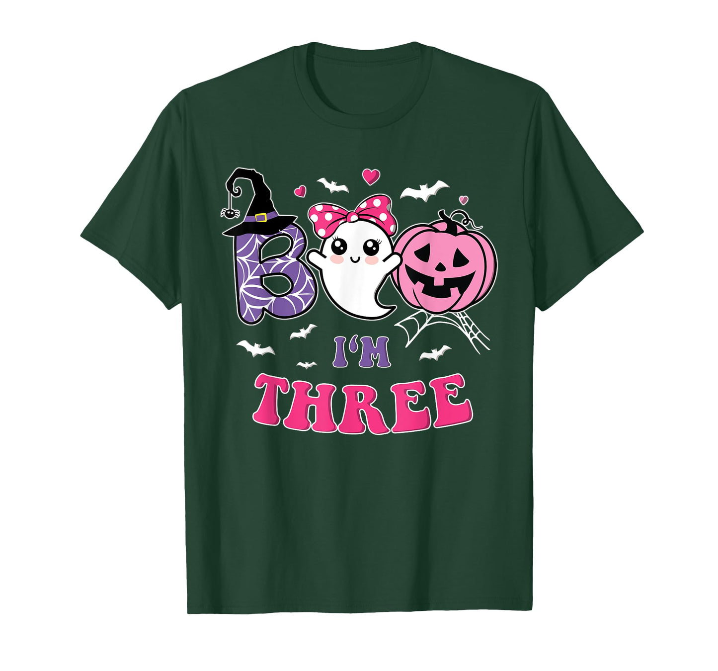 Groovy Halloween Ghost Boo I'm Three Year 3rd Birthday Girl T-Shirt