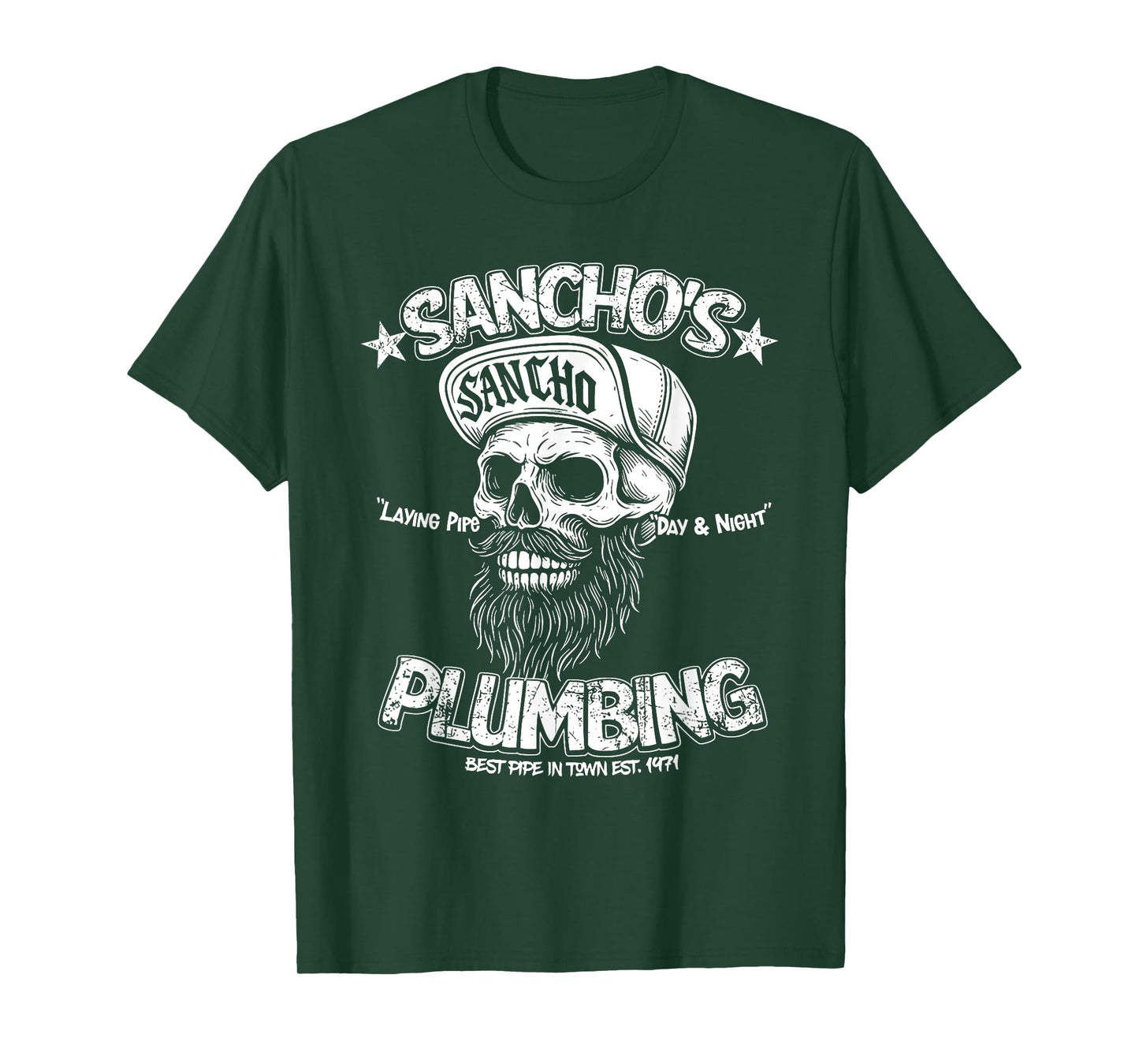 Sancho's Plumbing Laying Pipe Skeleton Plumber Funny T-Shirt
