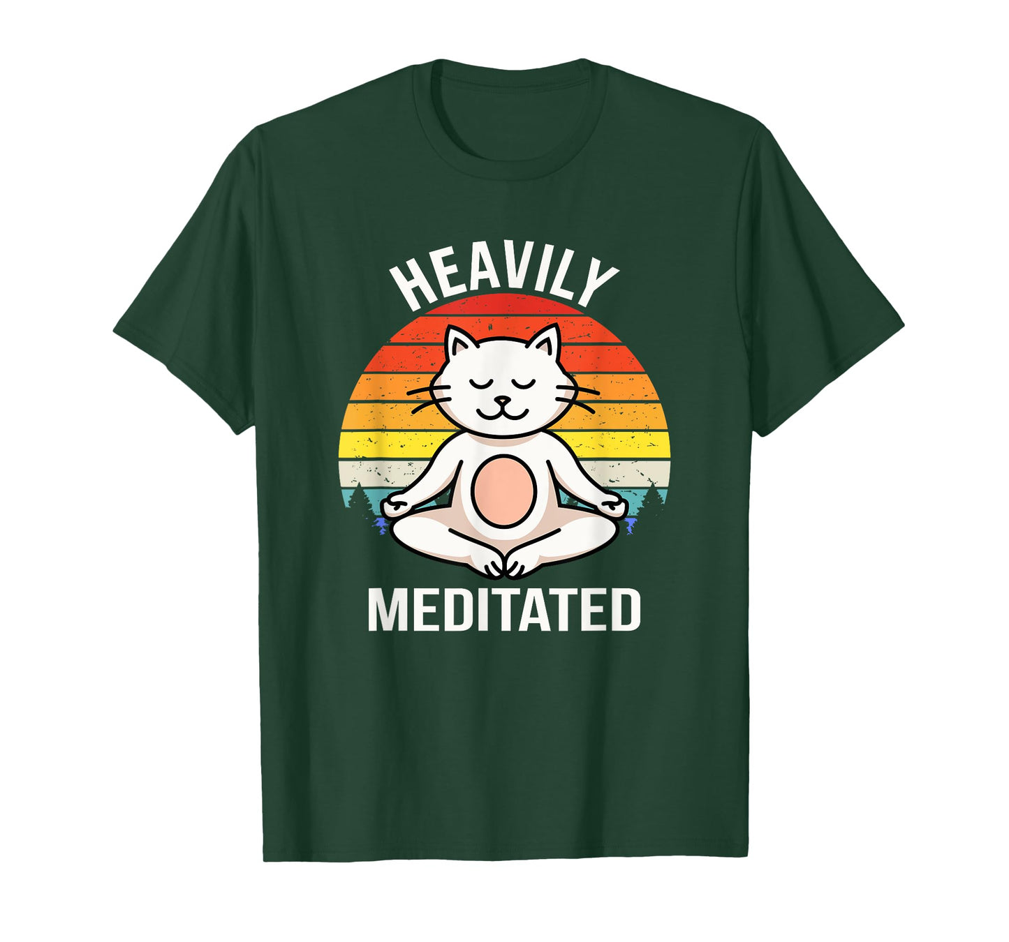 Heavily Meditated Yoga Meditation Spiritual Buddhist Cat T-Shirt for Men Women Kids