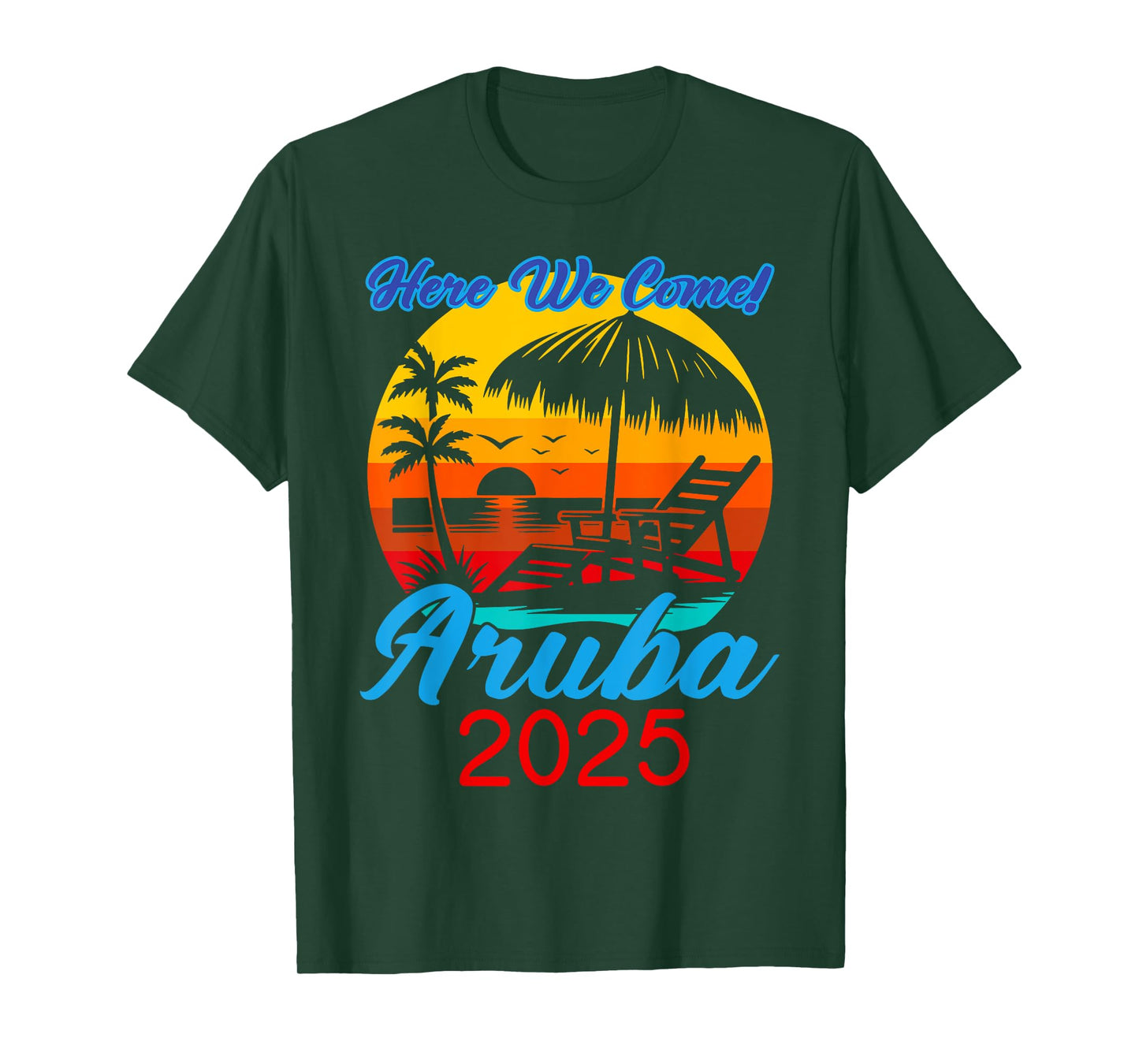 Aruba Trip 2025 Here We Come Beach Road Trip Summer Vacation T-Shirt