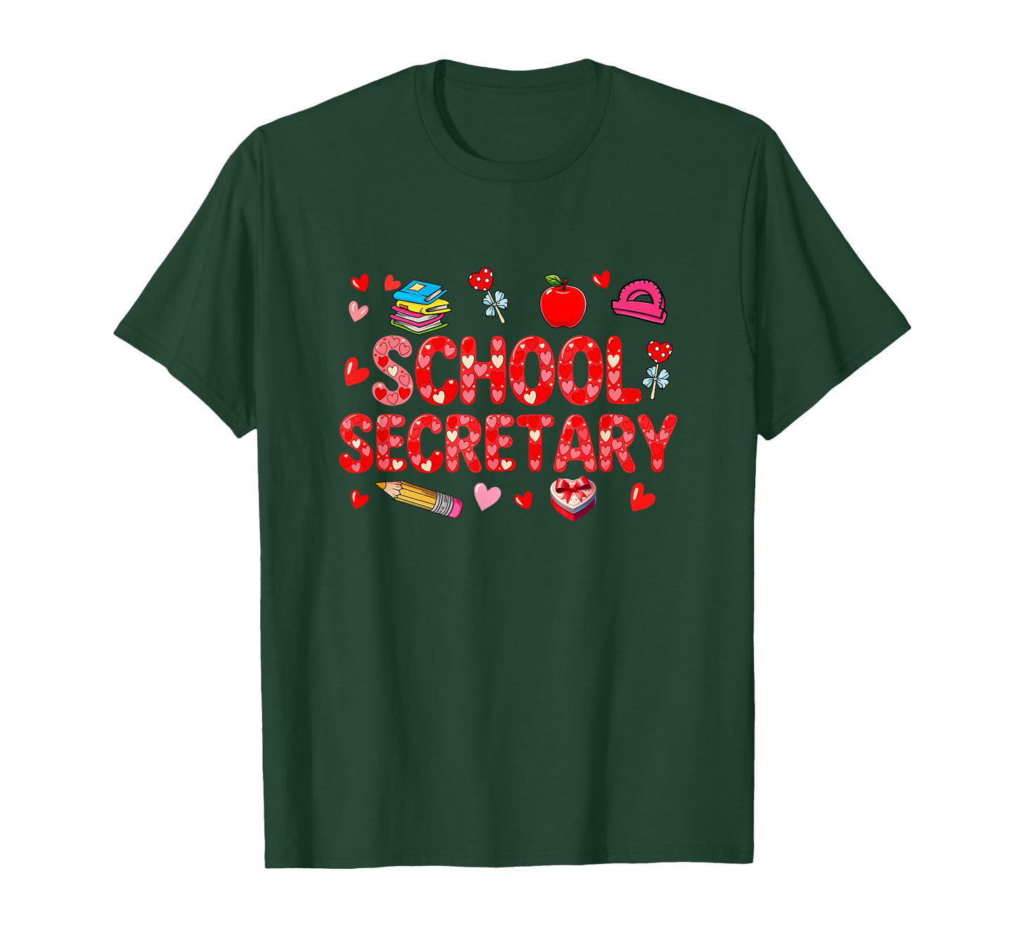 School Secretary Job Tools Valentine Hearts Matching Women T-Shirt