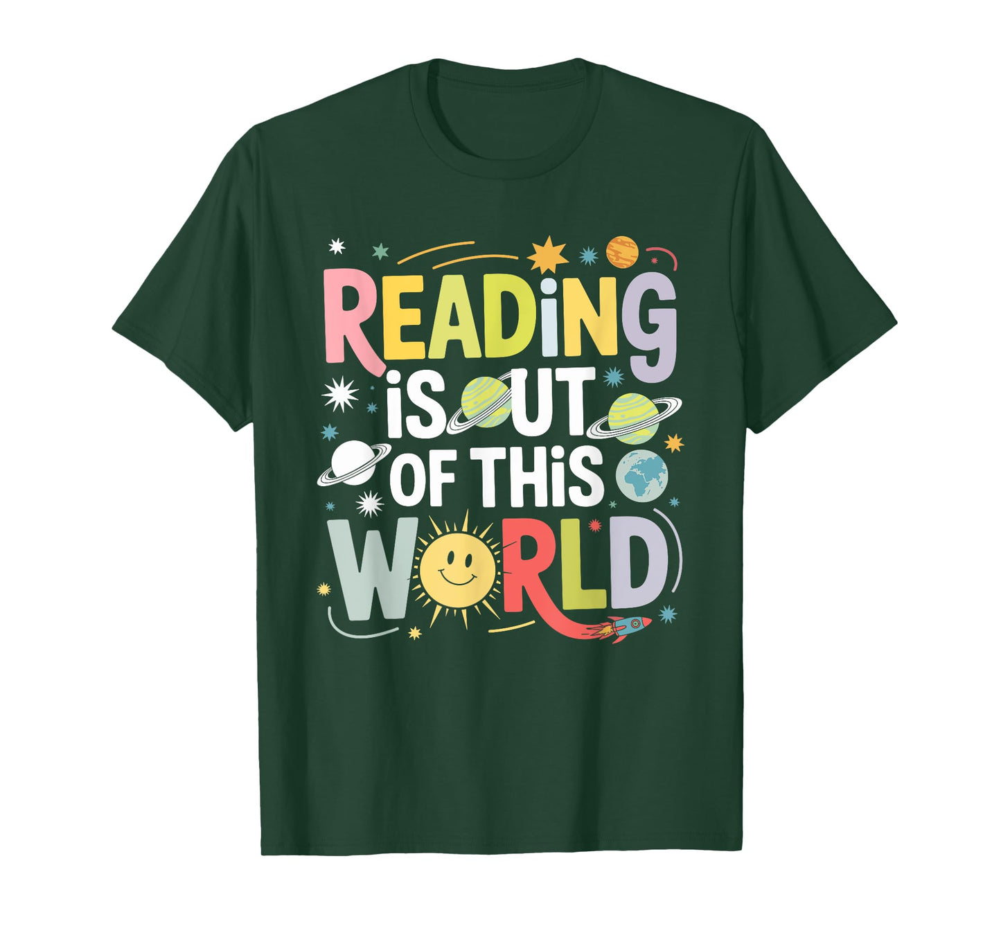 Reading is Out of This World Bright Fun Space Design T-Shirt
