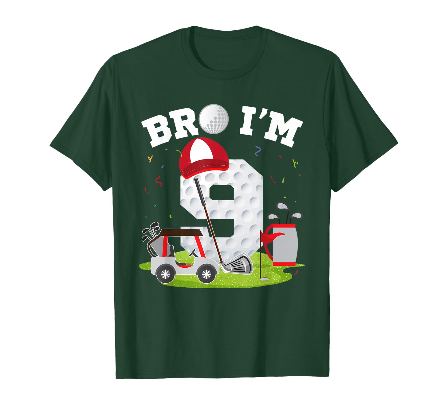 Bro I'm 9 Year Old Golf Theme 9th Birthday Golfer T-Shirt
