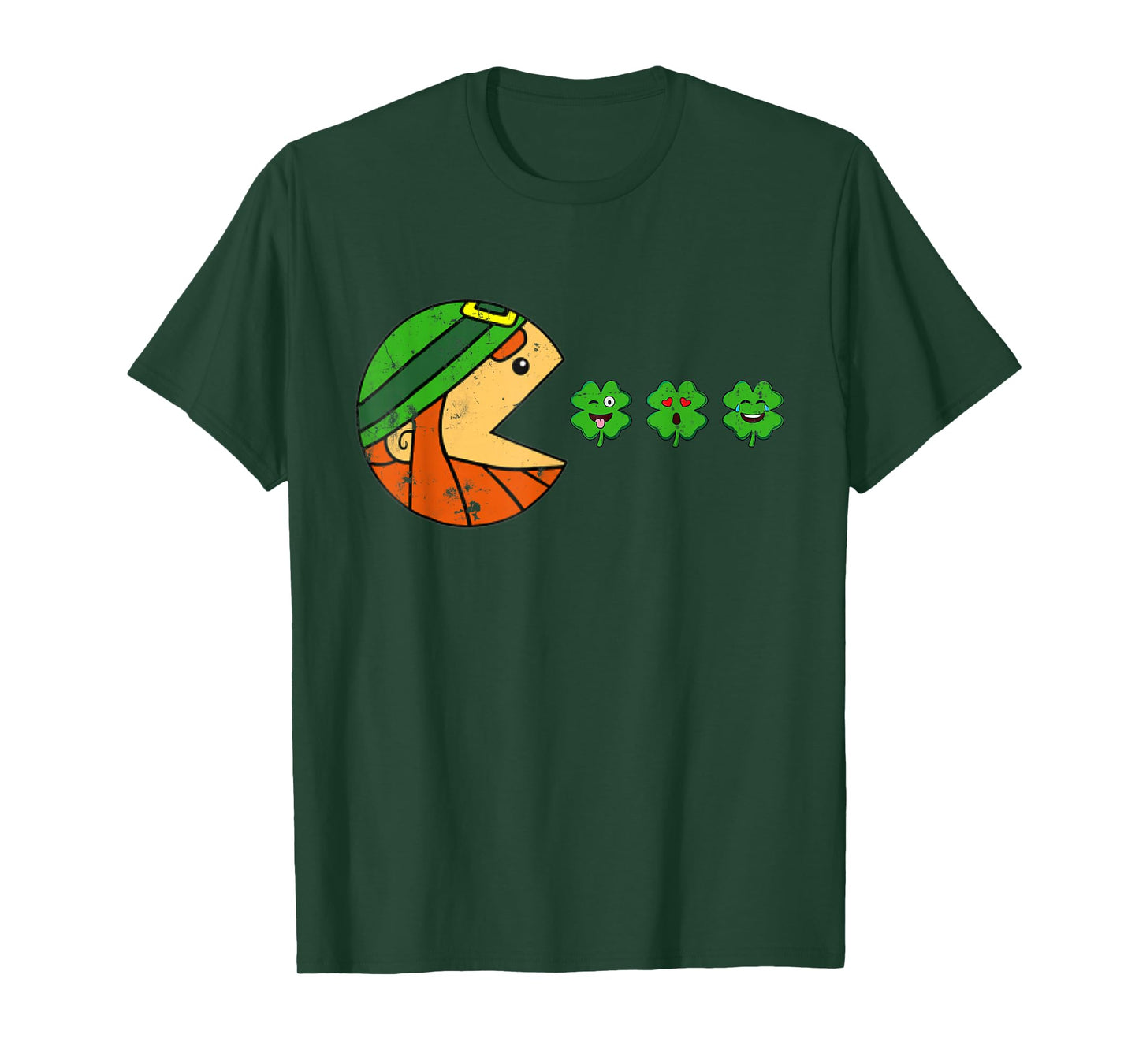 Leprechaun St Patricks Day Eating Shamrock Gamer Men Kids T-Shirt