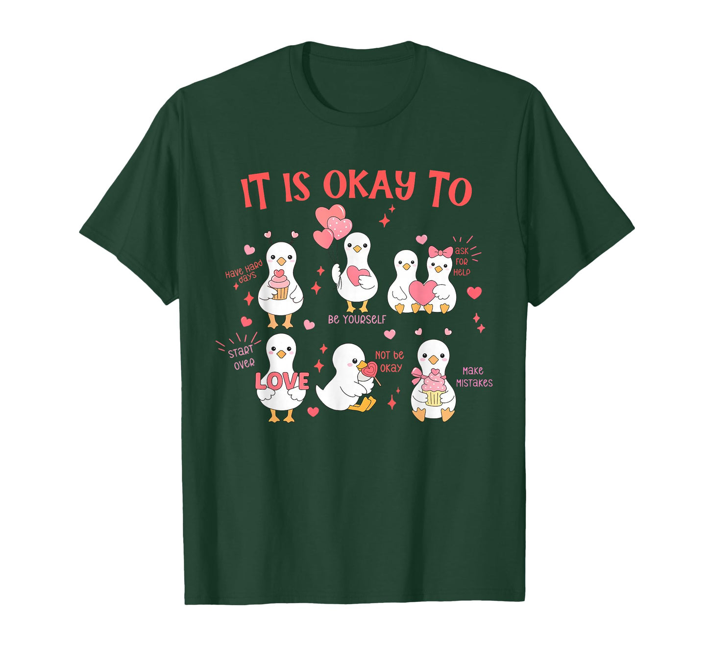 It's Okay to Mental Health Therapist Cute Goose Valentines T-Shirt