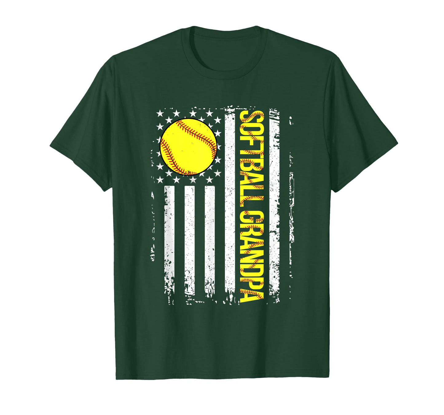Softball Grandpa American Flag Vintage ic Game Day T-Shirt for Women Men