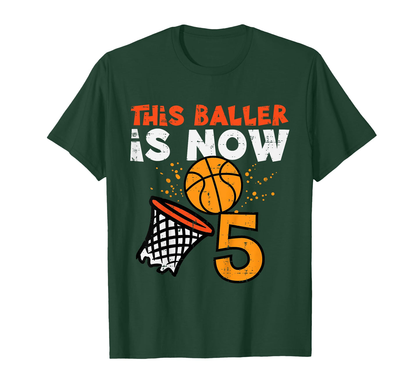 Kids This Baller Is Now 5 Basketball 5th Birthday Bday Boys Kids T-Shirt