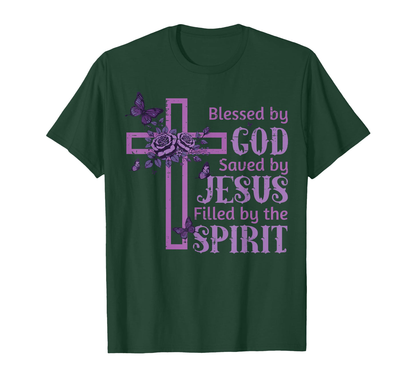 Blessed By God Loved Jesus Filled Spirit Christian Women Kid T-Shirt
