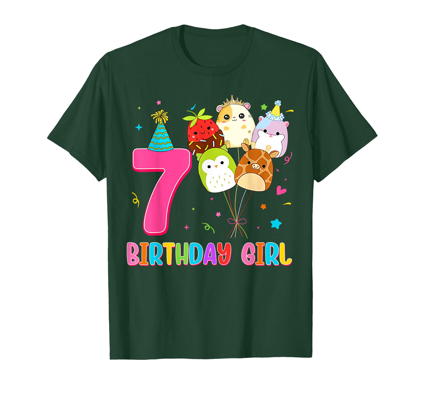 Birthday Girl Squish Squad 7 Years Old Cute 7th Birthday T-Shirt