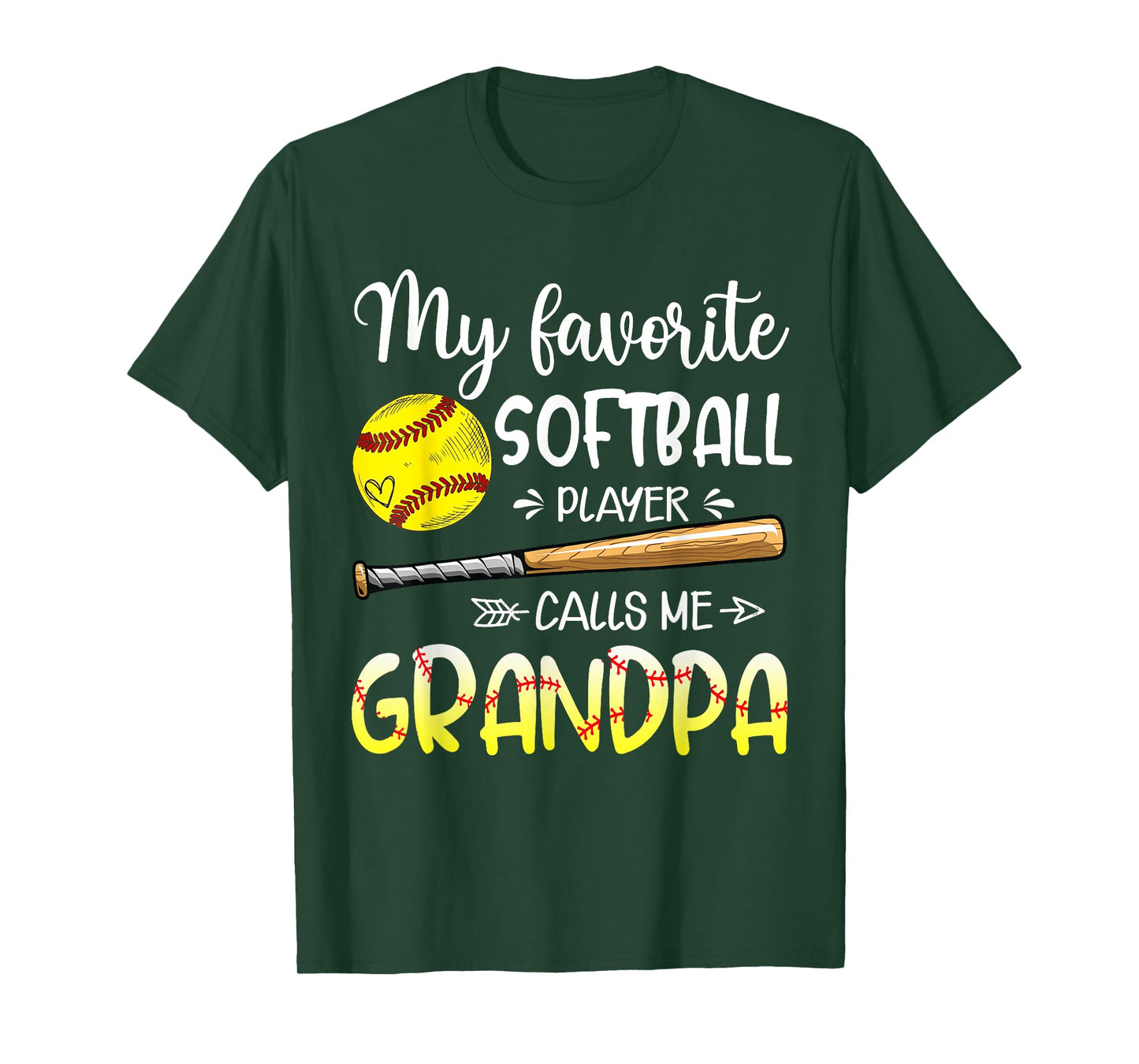 Softball My Favorite Softball Player Calls Me Grandpa T-Shirt