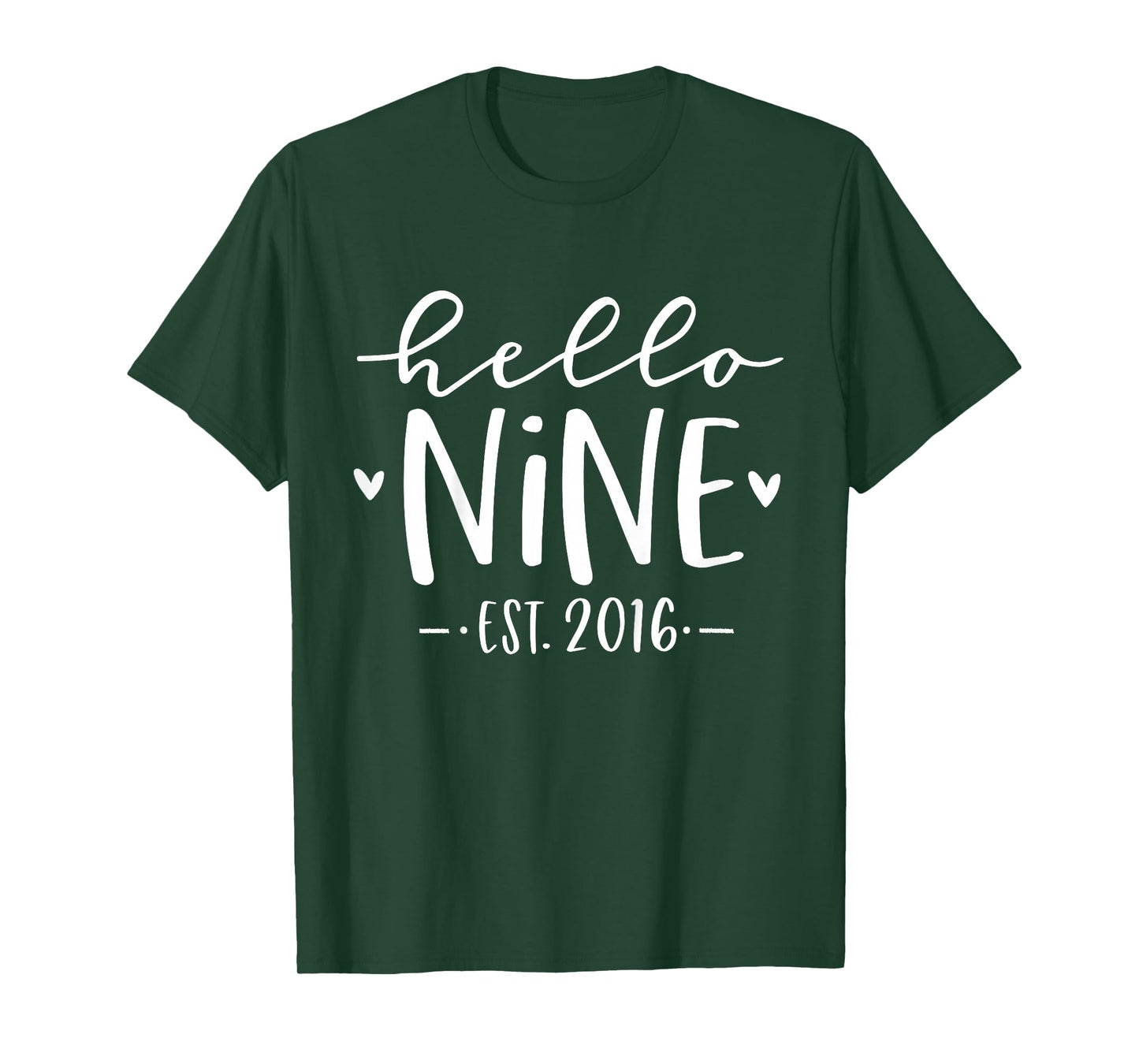Kids Hello Nine Est 2016 9th Birthday Girl 9-Year-Old T-Shirt