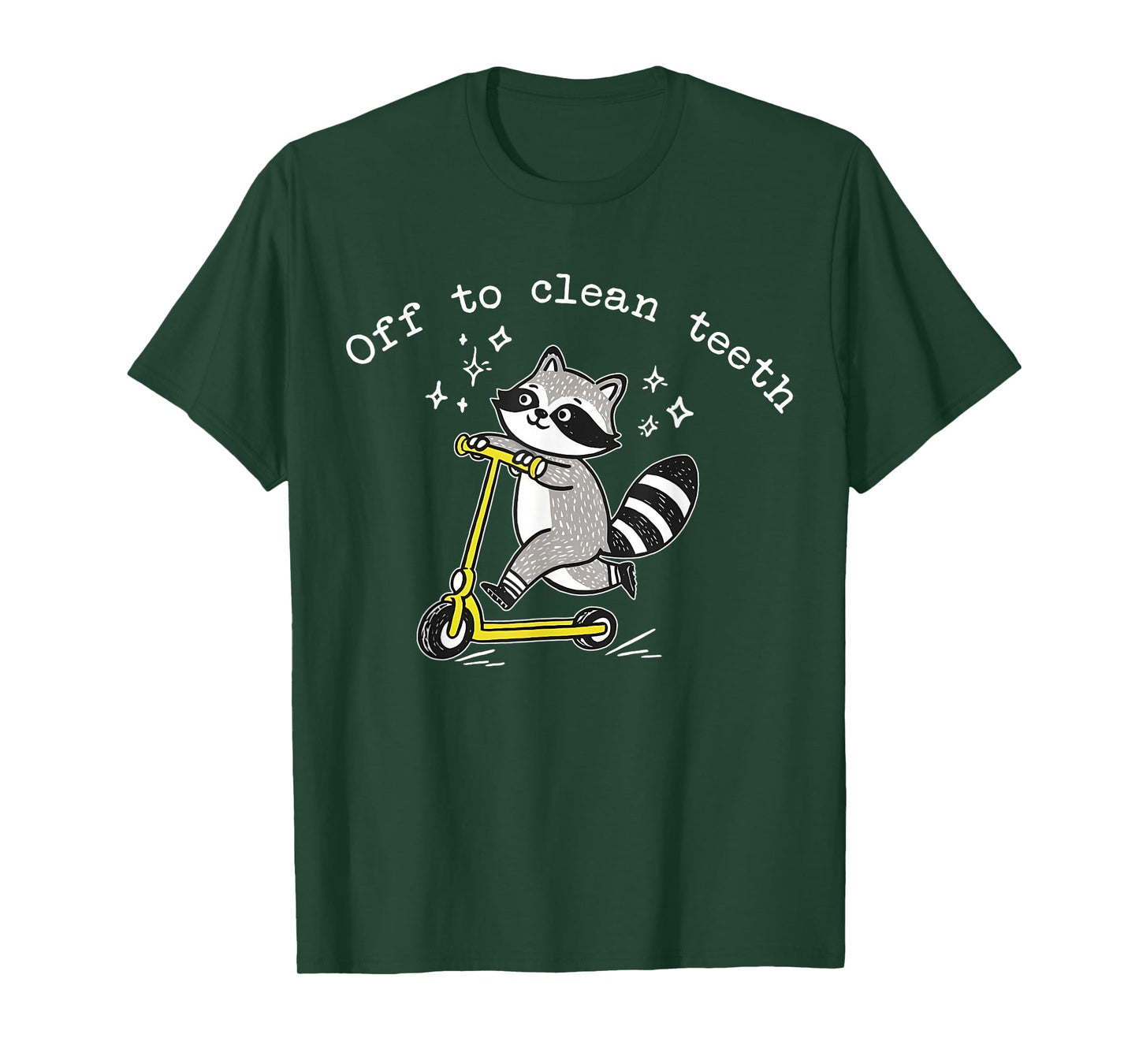 Funny Raccoon Scooter Off to Clean Teeth Dental Hygienist T-Shirt