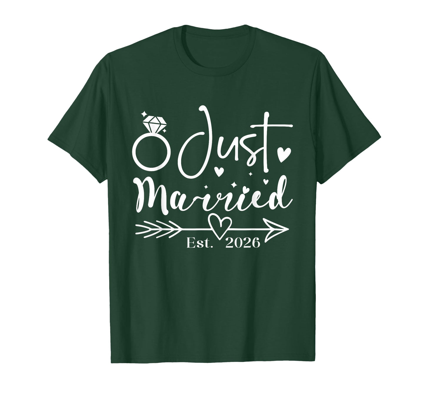 Just Married 2026 Wedding Rings Matching Couple Newlyweds T-Shirt