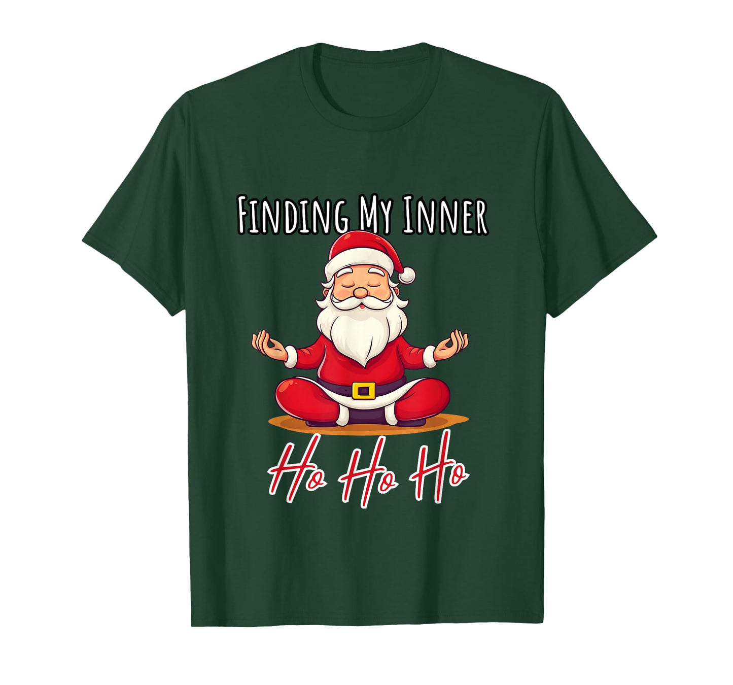 Funny Santa Claus Yoga Christmas Lotus Pose Meditation T-Shirt