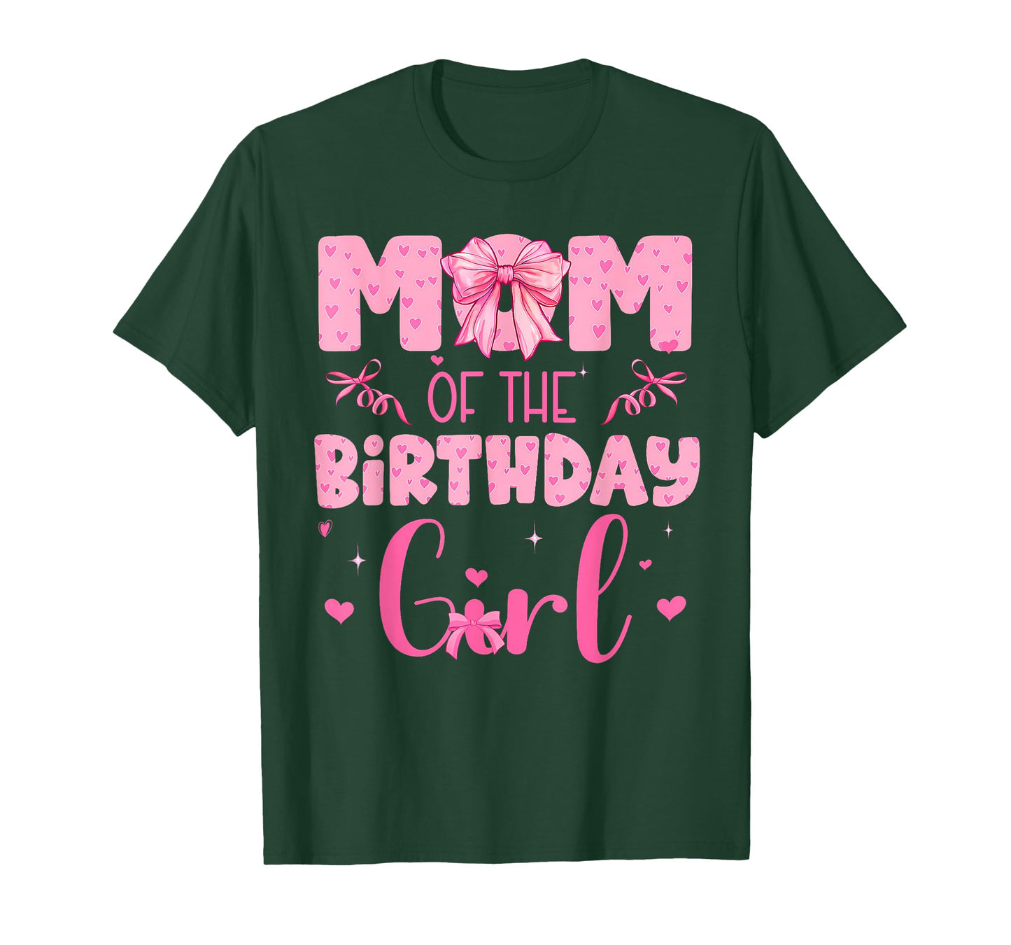 Mom Of The Birthday Girl Family Pink Coquette Bow T-Shirt
