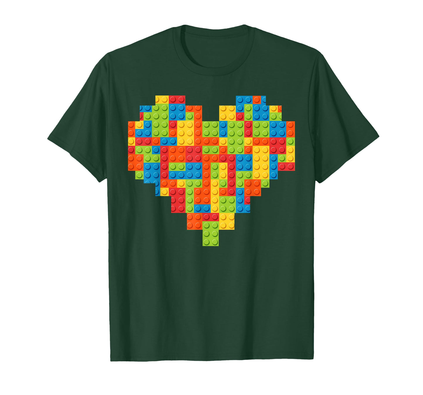 Brick Builder Heart Valentines Block Building Master Builder T-Shirt