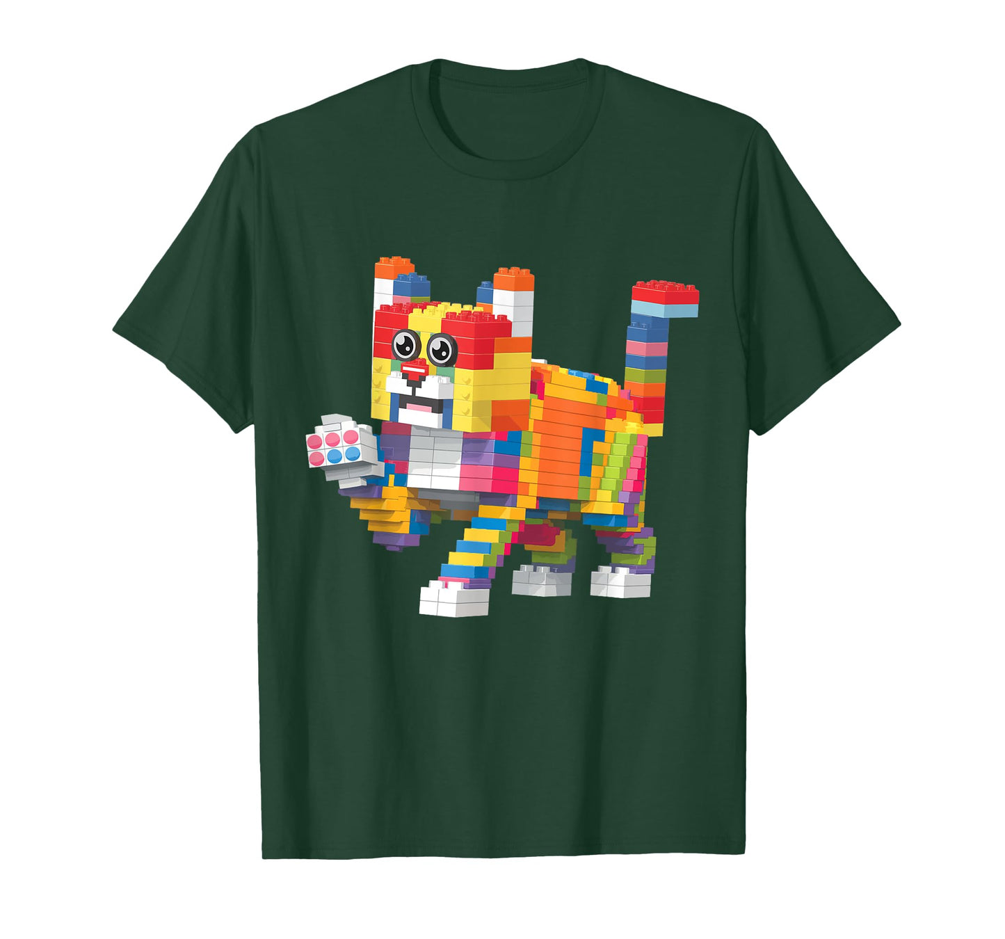 Cat Brick Master Builder Block Building Brick Builder T-Shirt for Men Women Kids