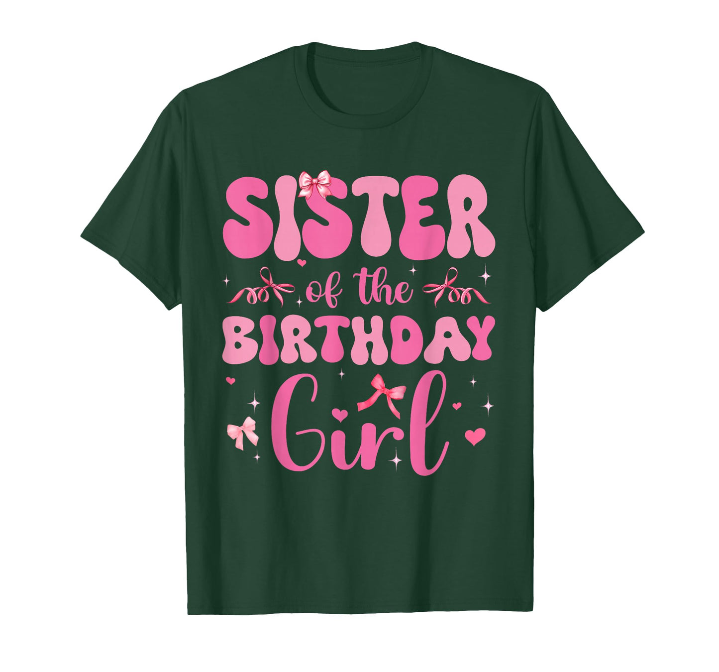 Sister Of Birthday Girl Pink Coquette Bow Family Matching T-Shirt