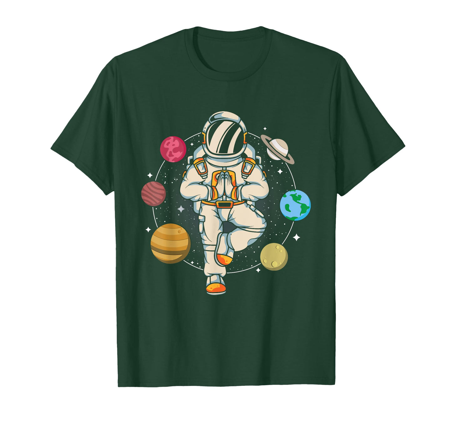 Meditating Astronaut Planets Universe Zen Yoga Astronomy T-Shirt
