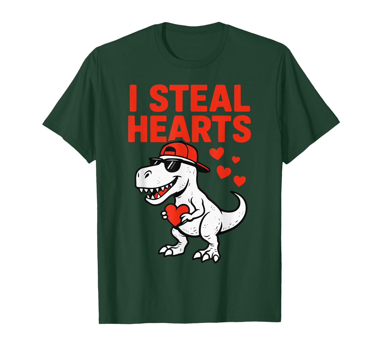 I Steal Hearts Trex Dino Baby Boy Valentines Toddler Kids T-Shirt