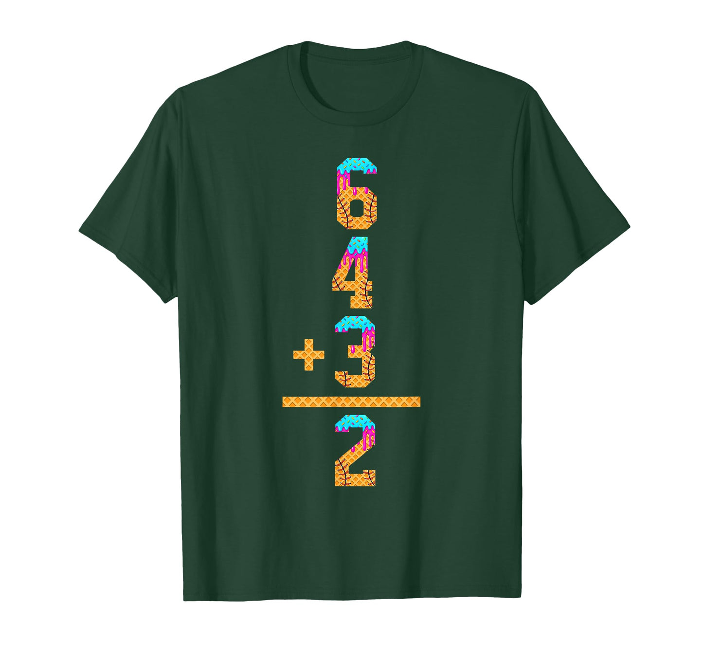 Baseball Ice Cream Drip Inspired Math 6 4 3 2 Double Play T-Shirt