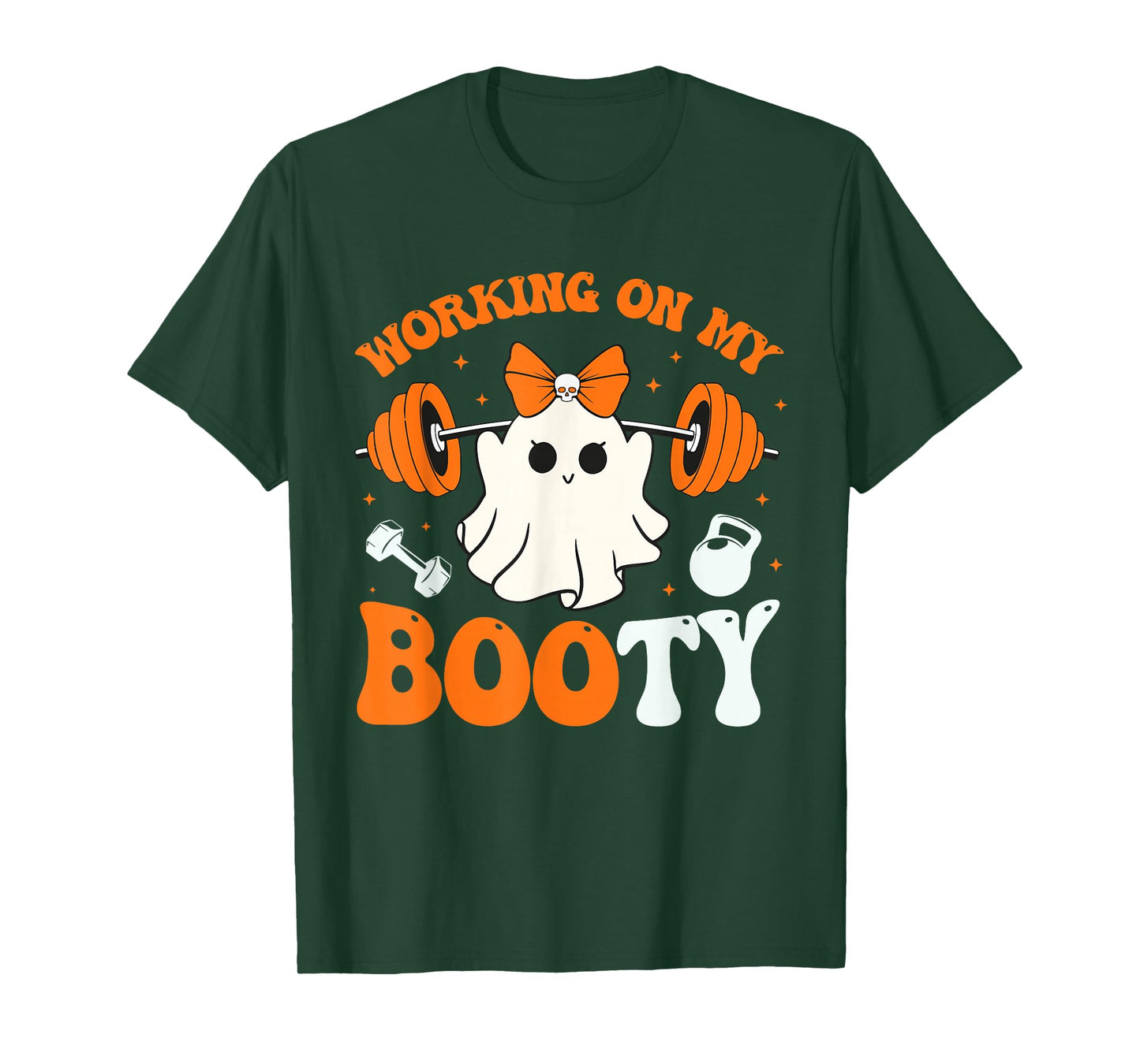 Funny Working On My Booty Ghost Boo Gym Ghost Pun Halloween T-Shirt