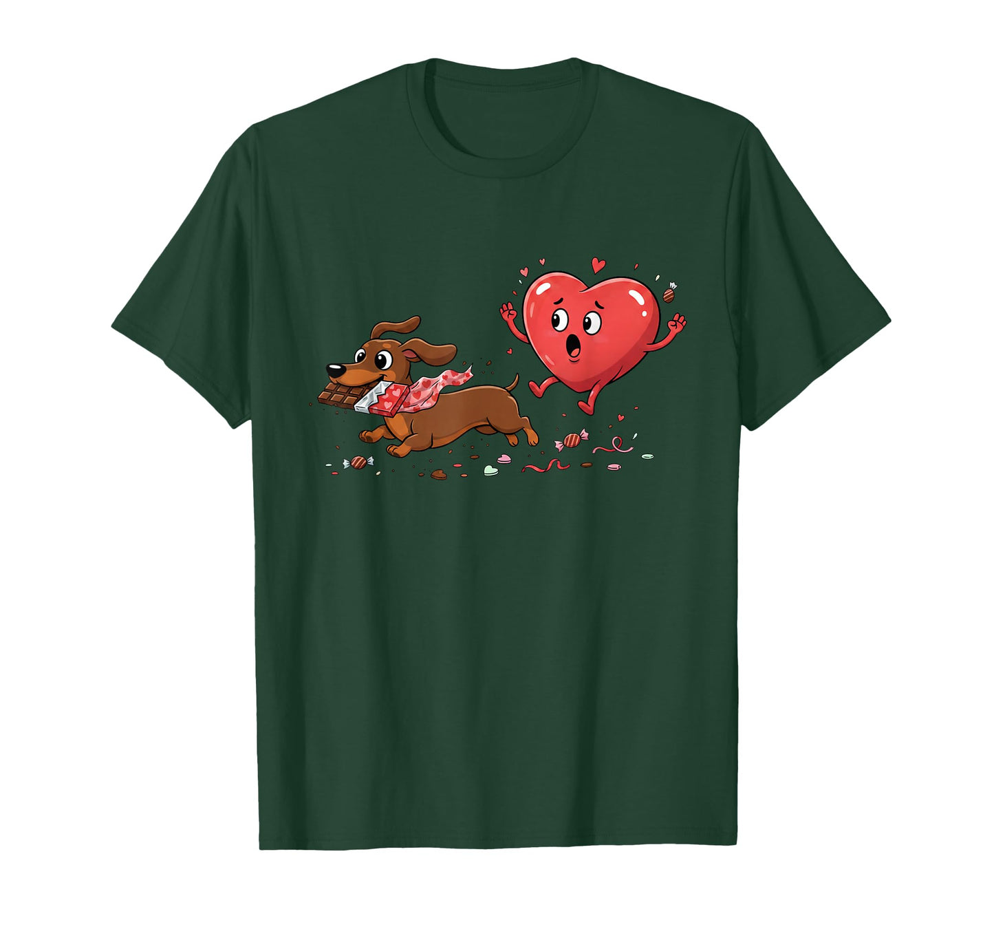 Dachshund Heart Chocolate Valentine Dog Womens Mens Kids T-Shirt